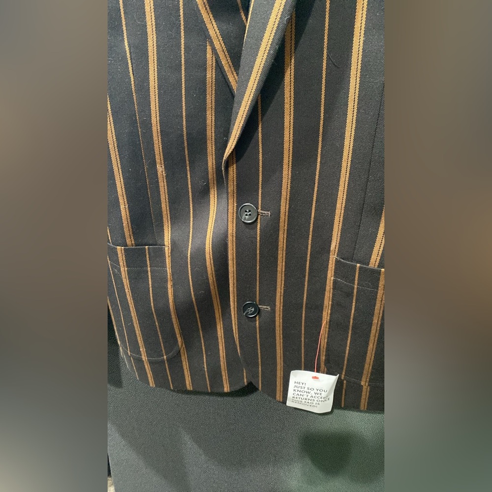 ASOS DESIGN skinny suit jacket in tobbaco stripe - Picture 9 of 9